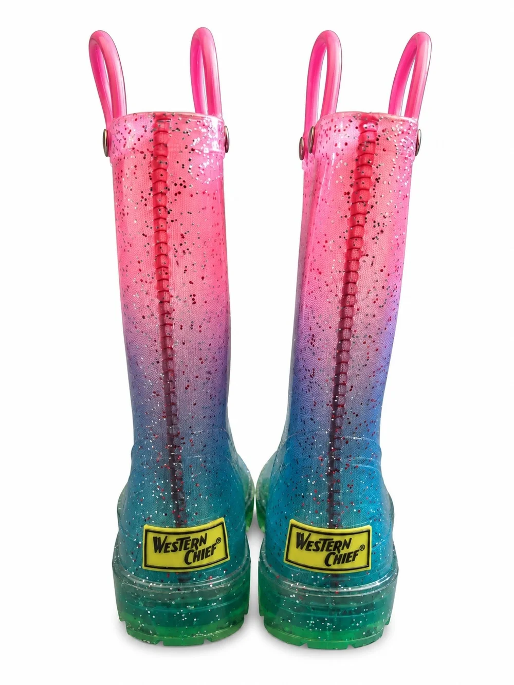 Western Chief Girls Glitter Ombre Rain Boots Pink Blue Size 7/8